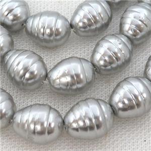 gray Pearlized Shell silkworm beads, approx 13-16mm [SHEPL258]