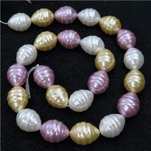 Pearlized Shell silkworm beads, mixed color, approx 13-16mm [SHEPL260]