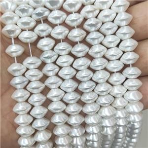 White Pearlized Shell Beads Rondelle, approx 6-10mm [SHEPL271]