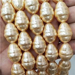 Pearlized Shell Teardrop Beads Ltgold, approx 17-22mm [SHEPL273]
