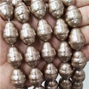 Pearlized Shell Teardrop Beads Coffee, approx 17-22mm [SHEPL274]