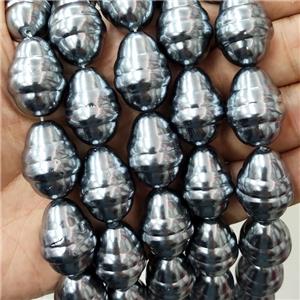 Pearlized Shell Teardrop Beads Deepgray, approx 17-22mm [SHEPL276]