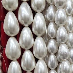 Cream White Pearlized Shell Teardrop Beads, approx 9-18mm [SHEPL282-9X18MM]