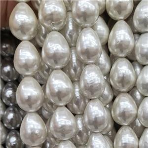 Baroque Style Cream White Pearlized Shell Teardrop Beads, approx 14-18mm [SHEPL284-14X18MM]