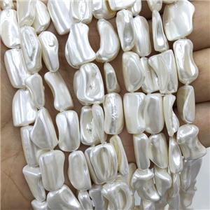 White Pearlized Shell Beads Freeform, approx 6-16mm [SHEPL287]