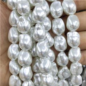 Baroque Style White Pearlized Shell Beads Freeform, approx 12-16mm [SHEPL289]