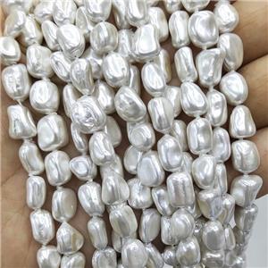 Baroque Style White Pearlized Shell Beads Freeform, approx 6-10mm [SHEPL290]