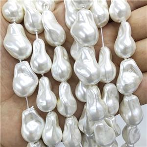 Baroque Style White Pearlized Shell Beads Freeform, approx 15-22mm [SHEPL293]