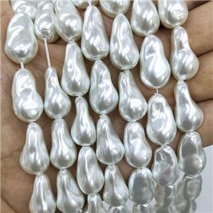 Baroque Style White Pearlized Shell Beads Freeform, approx 13-22mm [SHEPL294]