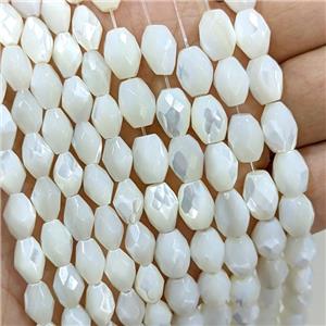 White MOP Shell Rice Beads Faceted, approx 8-10mm [SHM0166-L]