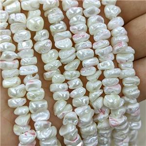 White MOP Shell Chips Beads Freeform, approx 6-8mm [SHM0167]