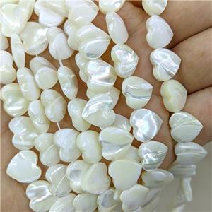 White MOP Shell Heart Beads Topdrilled, approx 12mm, 33pcs per st [SHM0170]