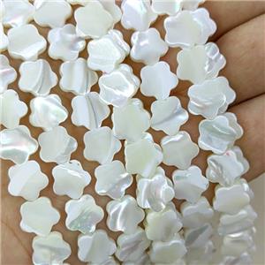 White MOP Shell Flower Beads, approx 10mm, 40pcs per st [SHM0171]