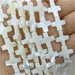 White MOP Shell Beads Cross, approx 14mm, 28pcs per st [SHM0172]