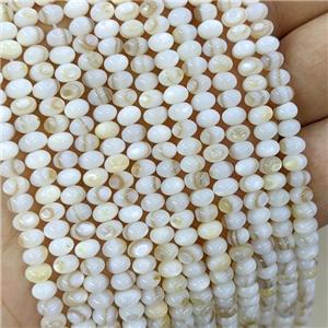 White MOP Shell Beads Smooth Rondelle, approx 5mm [SHM0176]