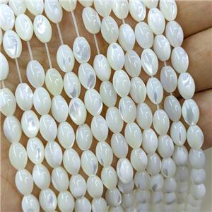 White MOP Shell Beads Rice, approx 6-9mm [SHM0181]
