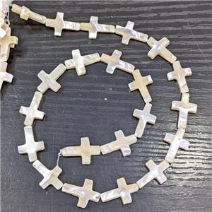 White MOP Shell Beads Cross, approx 13-18mm, 21pcs per st [SHM0184]