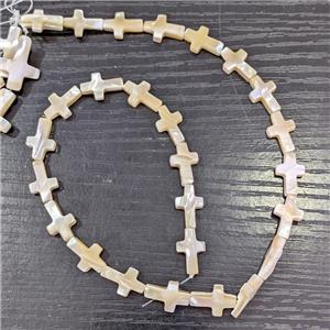 White MOP Shell Beads Cross, approx 10-15mm, 25pcs per st [SHM0185]