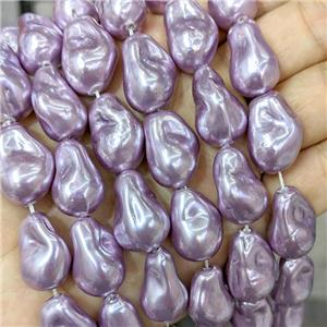 Baroque Style Pearlized Shell Beads Freeform Purple Dye, approx 15-22mm [SHP10346]