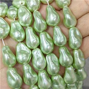 Baroque Style Pearlized Shell Beads Freeform Green Dye, approx 15-22mm [SHP10347]