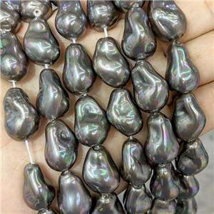 Baroque Style Pearlized Shell Beads Freeform Chocolate Dye AB-Color Electroplated, approx 15-22mm [SHP10348]