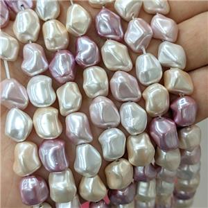 Pearlized Shell Beads Freeform Mixed Color, approx 9-12mm [SHP10353]