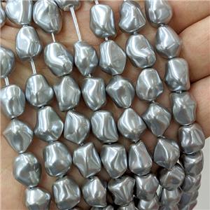 Pearlized Shell Beads Freeform Gray, approx 9-12mm [SHP10354]