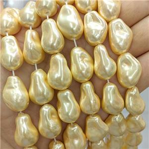 Baroque Style Pearlized Shell Beads Freeform Yellow Dye, approx 15-22mm [SHP10358]