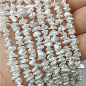 White Pearlized Shell Beads Chips Freeform, approx 4-8mm [SHP10360]