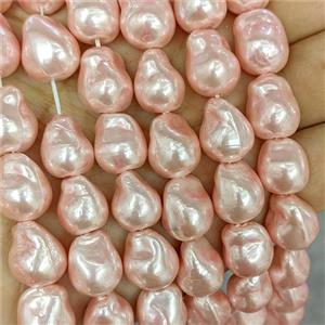 Pink Pearlized Porcelain Beads Freeform, approx 12-15mm [SHP10368]