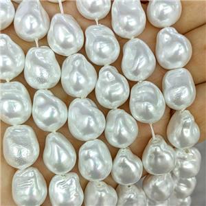 White Pearlized Porcelain Beads Freeform, approx 12-15mm [SHP10371]
