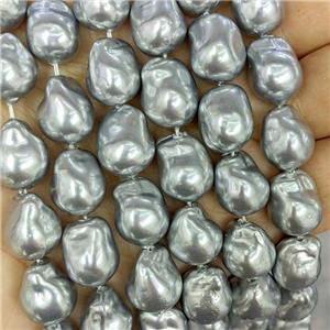 Silvergray Pearlized Porcelain Beads Freeform, approx 12-15mm [SHP10372]