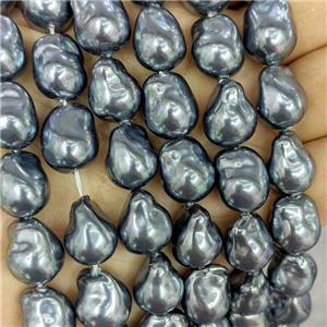 Blackgray Pearlized Porcelain Beads Freeform, approx 12-15mm [SHP10373]