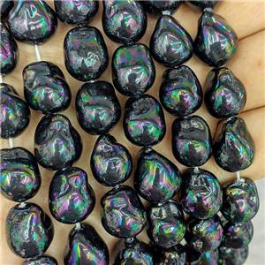 Black Pearlized Porcelain Beads Freeform AB-Color, approx 12-15mm [SHP10375]