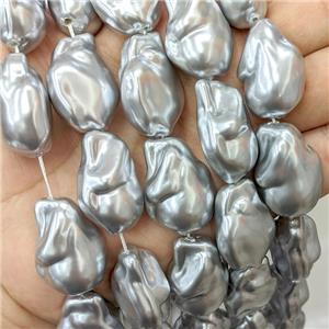 Baroque Style Pearlized Shell Freeform Silvergray, approx 20-28mm [SHP10376]