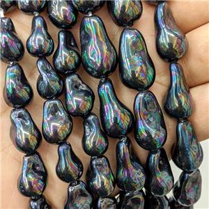 Baroque Style Pearlized Shell Freeform Black AB-Color, approx 13-22mm [SHP10378-L]