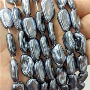 Baroque Style Pearlized Shell Freeform Beads Darkgray, approx 11-18mm [SHP10381]