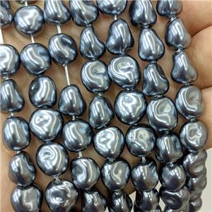Baroque Style Pearlized Shell Beads Darkgray Freeform, approx 9-11mm [SHP10391]
