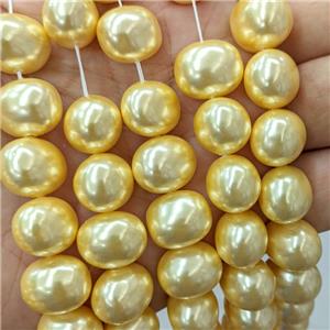 Yellow Pearlized Shell Potato Beads, approx 13-16mm [SHP10399]