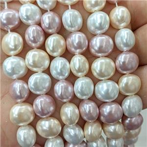 Pearlized Shell Potato Beads Mix Color, approx 10-12mm [SHP10415]