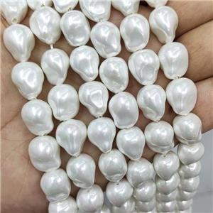 Baroque Style White Pearlized Shell Beads Freeform, approx 12-15mm [SHP303]