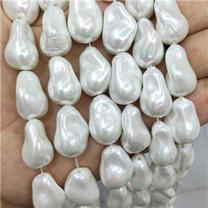 Baroque Style White Pearlized Shell Beads Freeform, approx 15-22mm [SHP304]