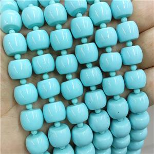 Pearlized Shell Beads Barrel Blueturq Dye, approx 12mm [SHP307]