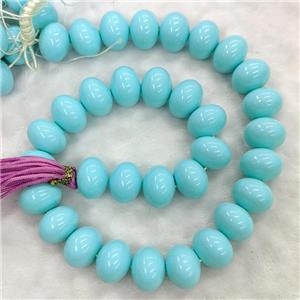 Pearlized Shell Rondelle Beads Blueturq Dye, approx 16mm [SHP308]