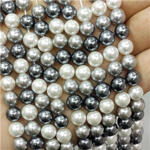 Pearlized Shell Beads Smooth Round Mixed Color, approx 12mm dia [SHP309-12MM]