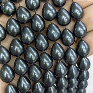 Pearlized Shell Teardrop Beads Black Dye, approx 12-15mm [SHP314]