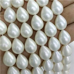 White Pearlized Shell Teardrop Beads, approx 14-18mm [SHP317]
