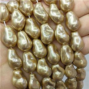 Baroque Style Pearlized Shell Beads Freeform Khaki Dye, approx 15-22mm [SHP318]