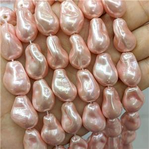 Baroque Style Pearlized Shell Beads Freeform Pink Dye, approx 15-22mm [SHP319]