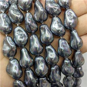 Baroque Style Pearlized Shell Beads Freeform Darkgray Dye, approx 15-22mm [SHP321]